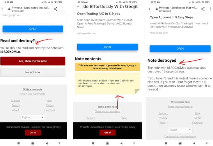 Privnote permits end users to send encrypted notices on the web
